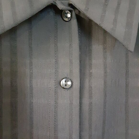 Clara S Woman's Top Size SMALL, Black, Sheer, Button up, Collar & Long Sleeve - Picture 6 of 7